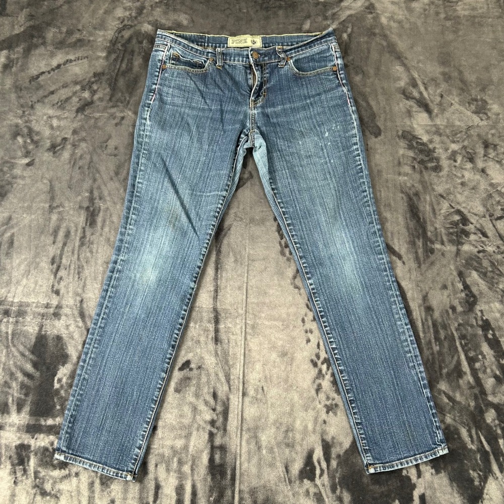 Pink Victoria's Secret Jeans Womens 8S Blue Straight Leg Low Rise Denim 3541